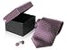 Silver, Red, and Navy Blue Matching Silk Tie and Cufflinks in Gift Box