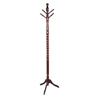 Traditional Twist Deign Cherry Finish Wood Coat Hat Rack Stand