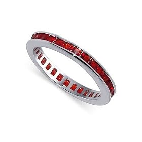 Sterling Silver Band Ruby Cubic Zirconia Eternity Ring by Gem Avenue