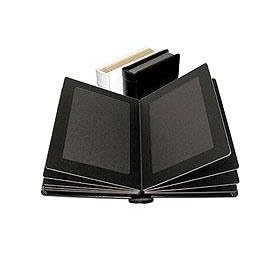 Adorama Pro Photo Album, White Leatherette Cover with 12 Library Bound Black Pages, Holds 24 4x6 Prints