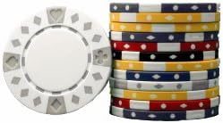 25 Premium Quality Clay Composite Diamond Suited 11.5 gram Poker Chips, Choose from 9 colors