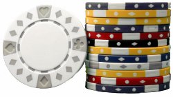 25 Premium Quality Clay Composite Diamond Suited 11.5 gram Poker Chips, Choose from 9 colors