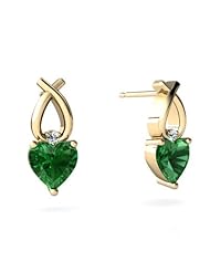Created Emerald 14kt Yellow Gold Earrings