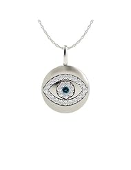 14K White Gold Diamond Evil Eye Pendant Necklace by Proposition Love