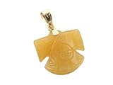 Yellow Jade Tradional Chinese Shirt Pendant, 14k Gold