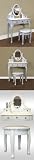 White Vanity Table Set Jewelry Armoire Makeup Desk Bench Drawer