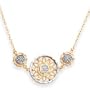 14k With White Rhodium Circle and Flower Necklace - 17 Inch - Spring Ring - JewelryWeb