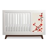 Muu Sam Crib Walnut Base -Blossoms-Red Flower