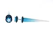 Fake Acrylic Taper - Blue and White Sparkle with White Star Logo - 16g Wire Stud - 2 Gauge - 43.75mm Length - Sold as a Pair