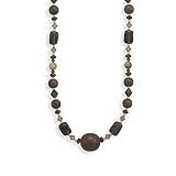 Sterling Silver 16 + 2 Inch Extension Multi Stone and Wood Bead Necklace