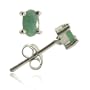 Sterling Silver .925 Genuine Emerald Stone Oval Small Stud Earrings
