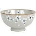 Ceramic Stonewood Rice / Soup Bowl set Design with White Asian Flowers, 6 Piece