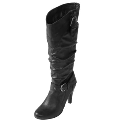Brinley Co Womens Buckle Detail High Heel Boots