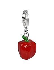 SilberDream Charm red paprika enamel, 925 Sterling Silver Charms Pendant with Lobster Clasp for Charms Bracelet, Necklace or Earring FC621