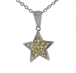 Sterling Silver Wide Heart CZ Pendant with Chain