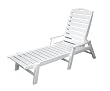 Polywood Outdoor Furniture Nautical Stackable Chaise Lounge with Arms, White-Recycled Plastic Materials