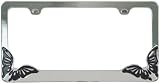 Chrome Butterfly Metal License Plate Frame