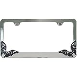 Buy Chrome Butterfly Metal License Plate Frame by Custom Accessories