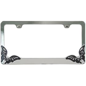 Buy Chrome Butterfly Metal License Plate Frame by Custom Accessories now!