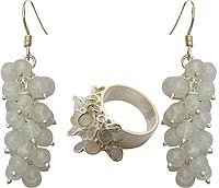 Silver Earrings and Ring Jewelry Set with Rainbow Gemstone Handmade Jewelry From India(ers046)