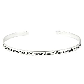 Click here to buy Sterling Silver A True Friend Reaches For Your Hand But Touches Your Heart Cuff Bracelet by Amazon.com Collection.