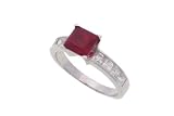 Sterling Silver Princess Cut Ruby CZ Solitaire Ring