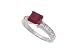 Sterling Silver Princess Cut Ruby CZ Solitaire Ring