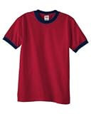 Anvil 923 Mens Cotton Ringer T-shirt, Small, Heather Grey/Black