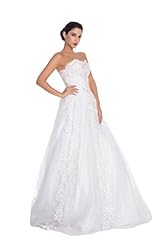 Strapless Applique Lace Wedding Dress  with a Chapel Train 