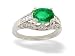 14K White Gold Genuine Oval Emerald and Diamond Antique Style Ring