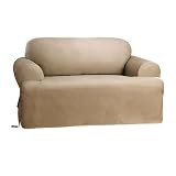 Sure Fit Cotton Duck T-Cushion Loveseat Slipcover - Linen