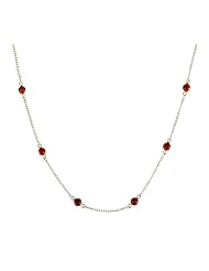 Sterling Silver with 10 Carnelian Round Cabochon Necklace, 18"