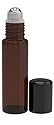 6 Pack - Empty Roll on Glass Bottles [STAINLESS STEEL ROLLER] 10ml Refillable Color Roll On for Fragrance Essential Oil - Metal Chrome Roller Ball - 10 ml 1/3 oz - Amber Color