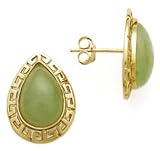 14K PEAR CAB JADE EARRING POST