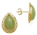 14K PEAR CAB JADE EARRING POST