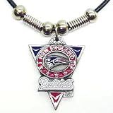 New England Patriots Leather Necklace w/Beads & Pewter Pendant - NFL Football Fan Shop Sports Team Merchandise