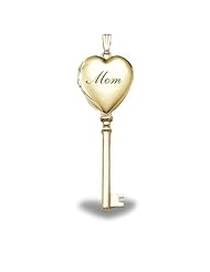 Solid 14K Yellow Gold Mothers Day " Mom" KEY Locket 3/4 inch x 2 inch in Solid 14K Yellow Gold