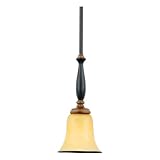 Quoizel EY1507SE Emily 52-Inch Rod Hung Piccolo Pendant with Amber Art Glass with Black Edging, Stonehedge Finish