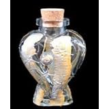 Angel Wings Design - Hand Painted - Large Heart Shaped Bottle with Cork top - 6 oz. - 4.5 inches tall by 