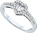 14kt White Gold Round & Baguette Natural Diamond Heart and Love Fashion Ring .15 (1/7) Ct.t.w.