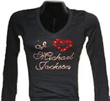 I Heart Michael Jackson 100% Swarovski Crystal Long Sleeve T-Shirt