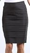 Knee Length Tiered Sleek Stretch Skirt ( Choose Black, Charcoal or Brown )
