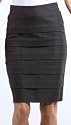 Knee Length Tiered Sleek Stretch Skirt ( Choose Black, Charcoal or Brown )