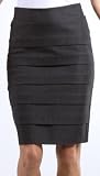 Knee Length Tiered Sleek Stretch Skirt ( Choose Charcoal or Brown )