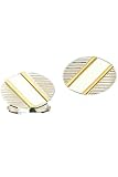 14k Gold Men's Sterling Silver and Solid 14k Gold Oval Cufflinks