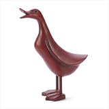 CARVED WOODEN BURGUNDY DUCK B37-664