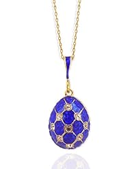Fine Jewelry Beautiful Blue Egg Pendant Sterling Silver 925 Gold Plate Hand Enameled Necklace Silver Gold Plate Chain 18"