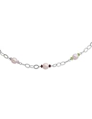 Sterling Silver 8-9mm Purple Fw Cultured Pearl & Stone W/2in Ext. Necklace