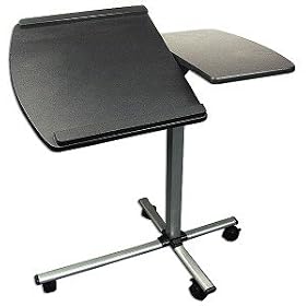 Split-Top Laptop Caddy! Portable Adjustable Rolling Computer Desk (Black Silver) by Clearmax