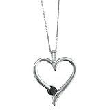 1/5 Ct. Black & White Diamond Heart Shaped Pendant With 18 Chain